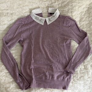 Milano Light Purple Sweater with White Gem Collar
